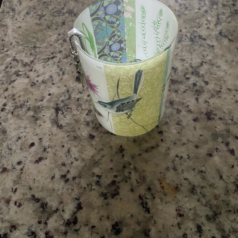 Fringe Studio Mug with Green and Purple Floral Design